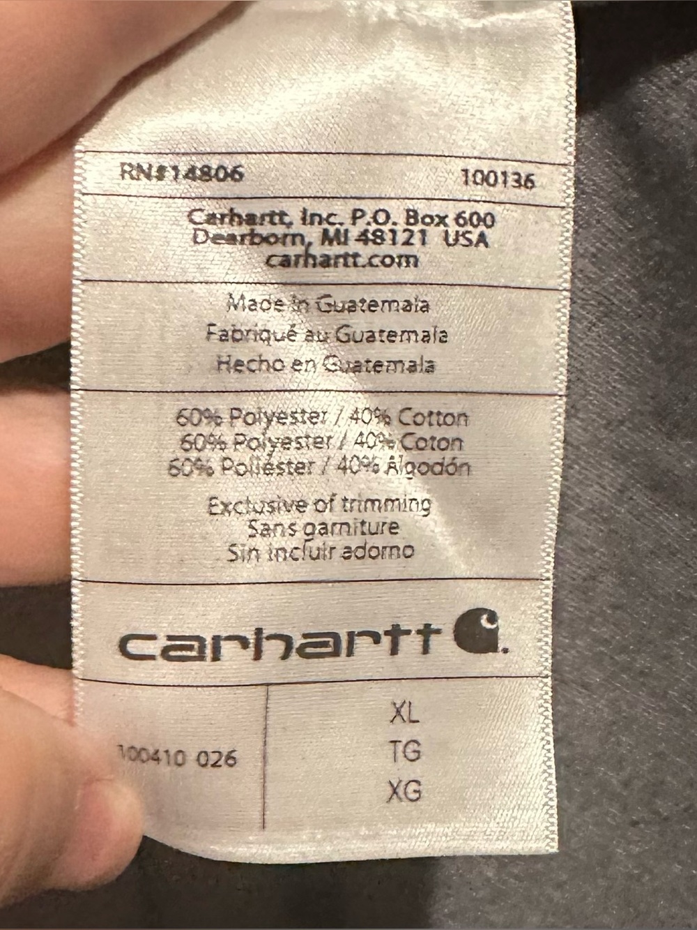 Carhartt Charcoal Pocket Tee with Yellow Logo Accents - Picture 5 of 5